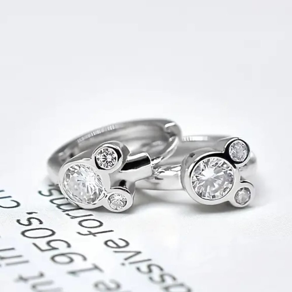 Sterling 925 Silver Hypoallergenic Hoop Earrings- Clear